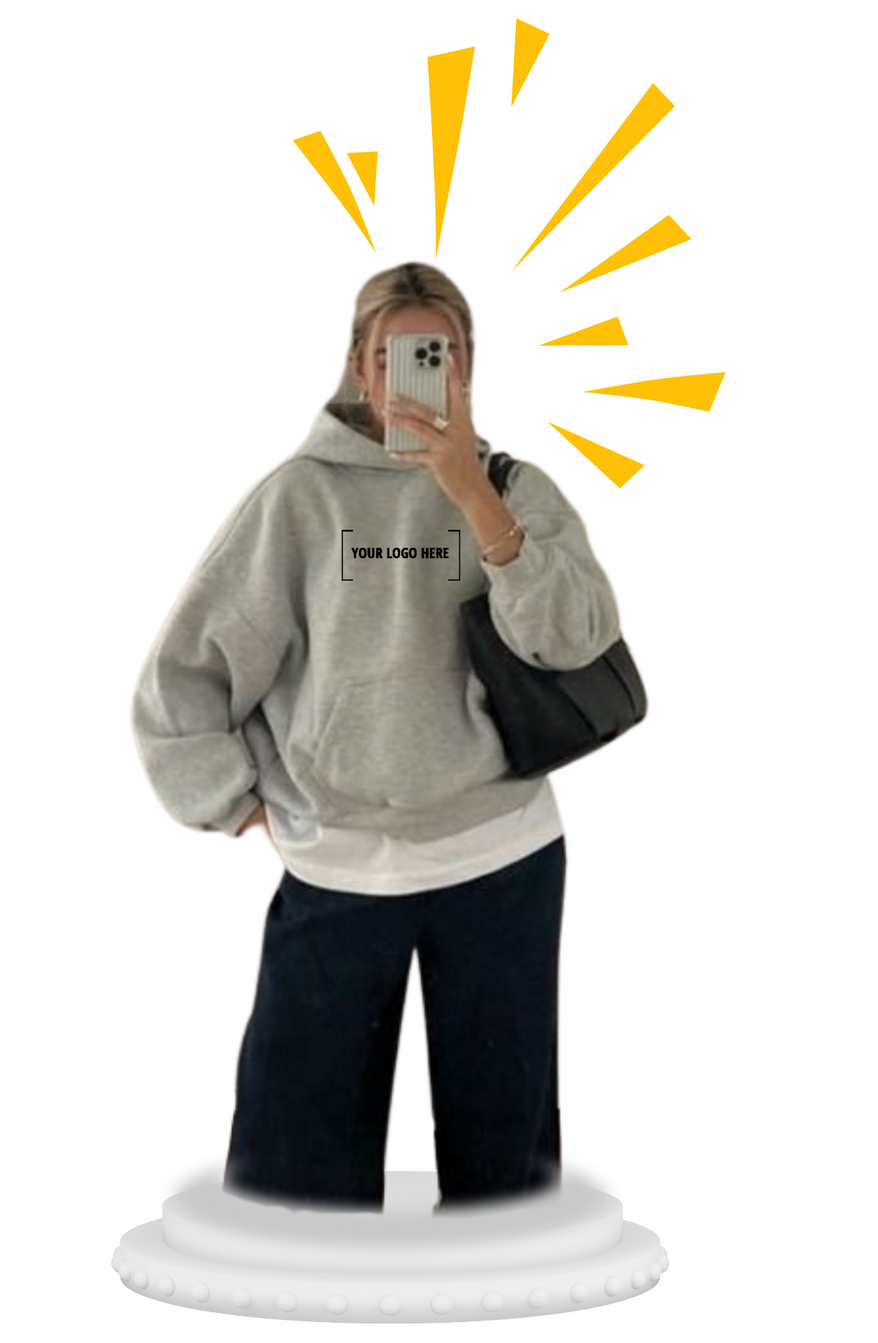 Custom logo grey hoodie stylish casual wear