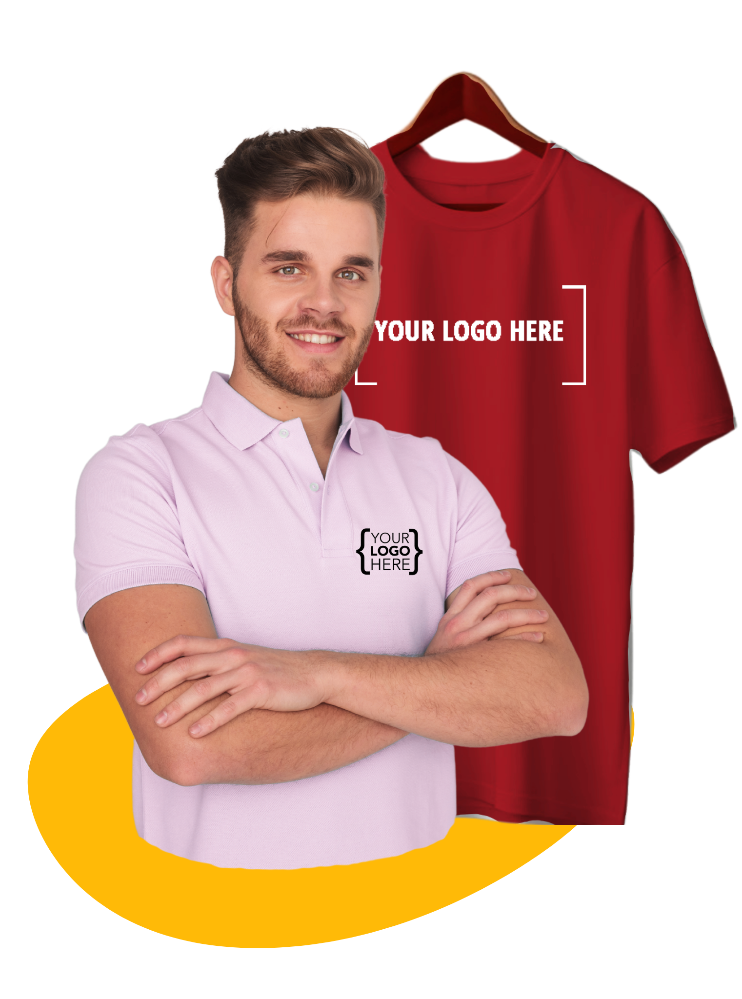 Custom apparel with your logo displayed on a polo shirt and a t-shirt - ink.company